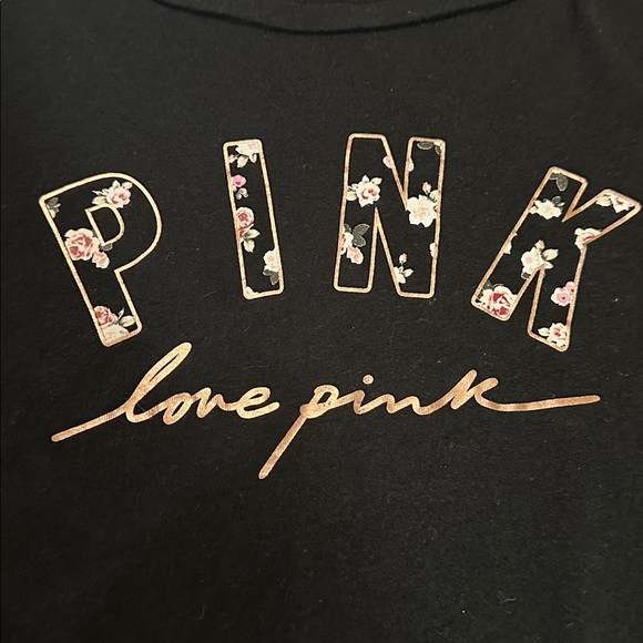 EUC PINK Victoria's Secret Black Tee - Picture 2 of 5